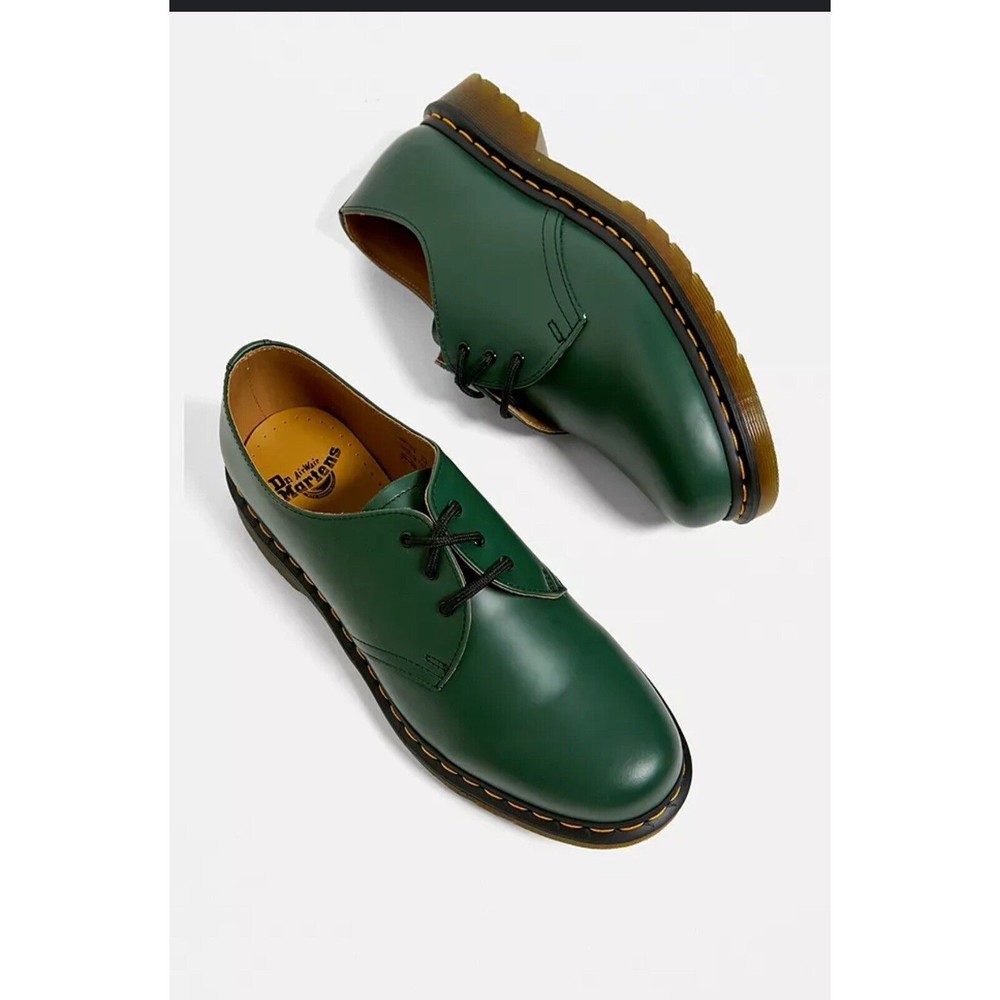 Dr. Martens Men’s Green Leather 3-Eye Derby with Brown Sole